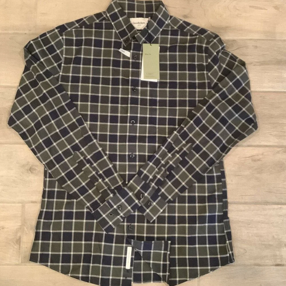 Goodfellow & Co Men's Button Up Shirt Slim Fit Plaid Long Sleeve New With Tags - Picture 2 of 6